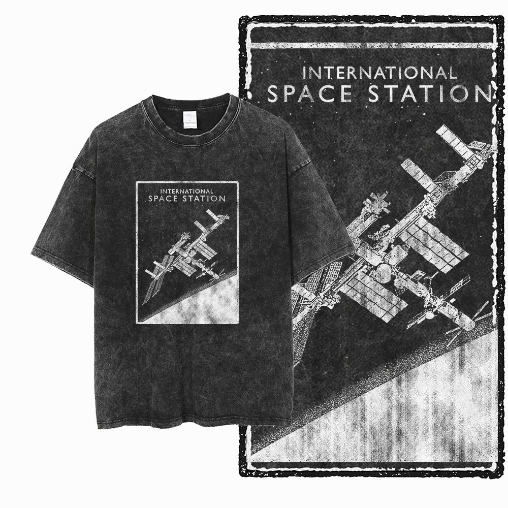 

SA ASTRONAUT SPACE THEMES Printed Cotton Acid Washed Graphic Unisex T Shirt Cool Streetwear Men Tshirts Big Size Tee for men M