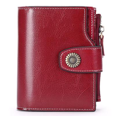Dámská kožená peněženka Krátká módní taška s přezkou Clutch Bag Multifunkční dívčí peněženka