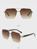 2025 Trendy Double Beam Square Pilot Sunglasses - Unisex European & American Half Frame Style