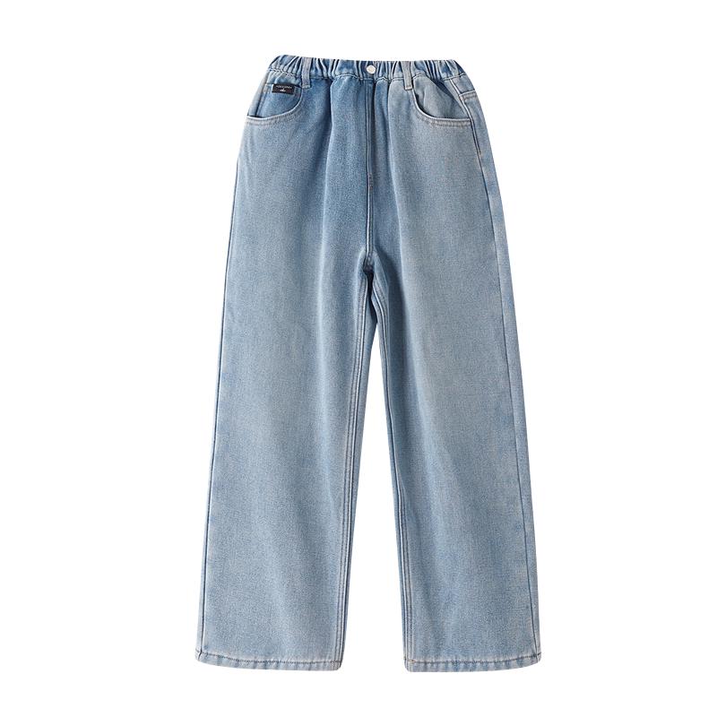 DEESHA Girls  Winter Fleece-Lined Wide-Leg Denim Pants 120