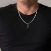 Geometric Square Black Blue Pendant Necklace Stainless Steel Simple Flat Cuban Chain Collars Trendy Hip Hop Jewelry Gift for Men