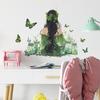 Watercolor Back View Girl with Butterfly Wall Sticker Romantic Poetic Self-Adhesive Wall Art for Bedroom Living Room Home Decor