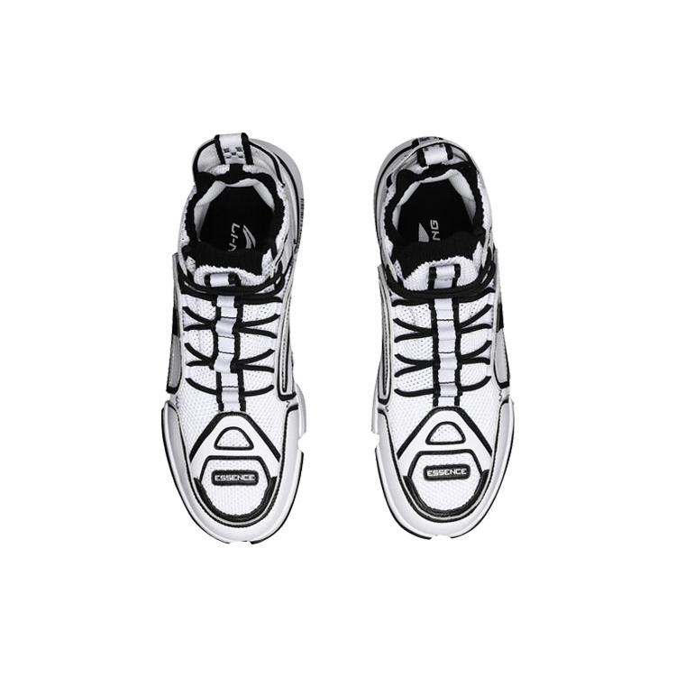 Li Ning Abrasion Resistant Breathable Mid Top Vintage Basketball Shoes Men's White Black AGBN069-1