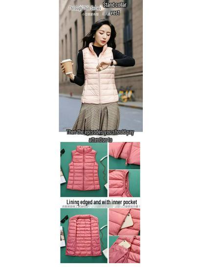 Women's Lightweight Short Down Vest - Sleeveless Winter Outerwear Jacket