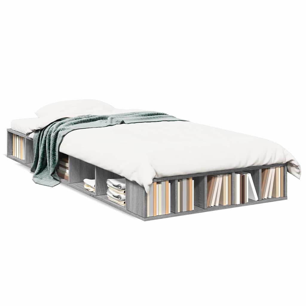 Bed Frame Grey Sonoma 90x200 cm Particleboard