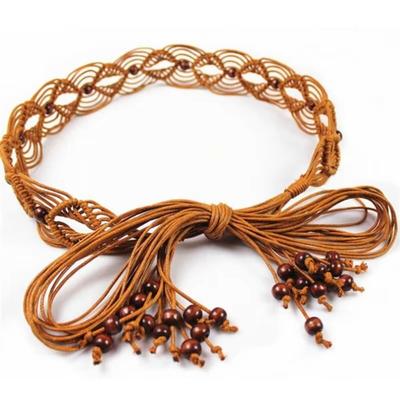 Bohemian Style Female Waist Rope Woven Knot Ethnic Style Waist Chain Casual Waist Belt  Girls