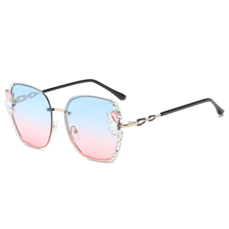 Rhinestone Sunglasses for Women Diamond Cut Edge Sunglasses UV Proof Luxury Marine Glasses