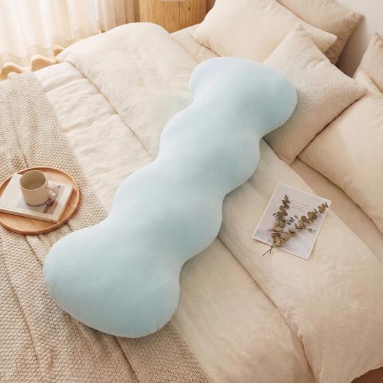 Adults Pea Pods Body Pillow Ice Silk Full Body Support Sleeping Pillow Ergonomic Soft Washable Cover Long Pillow for Side Sleepers