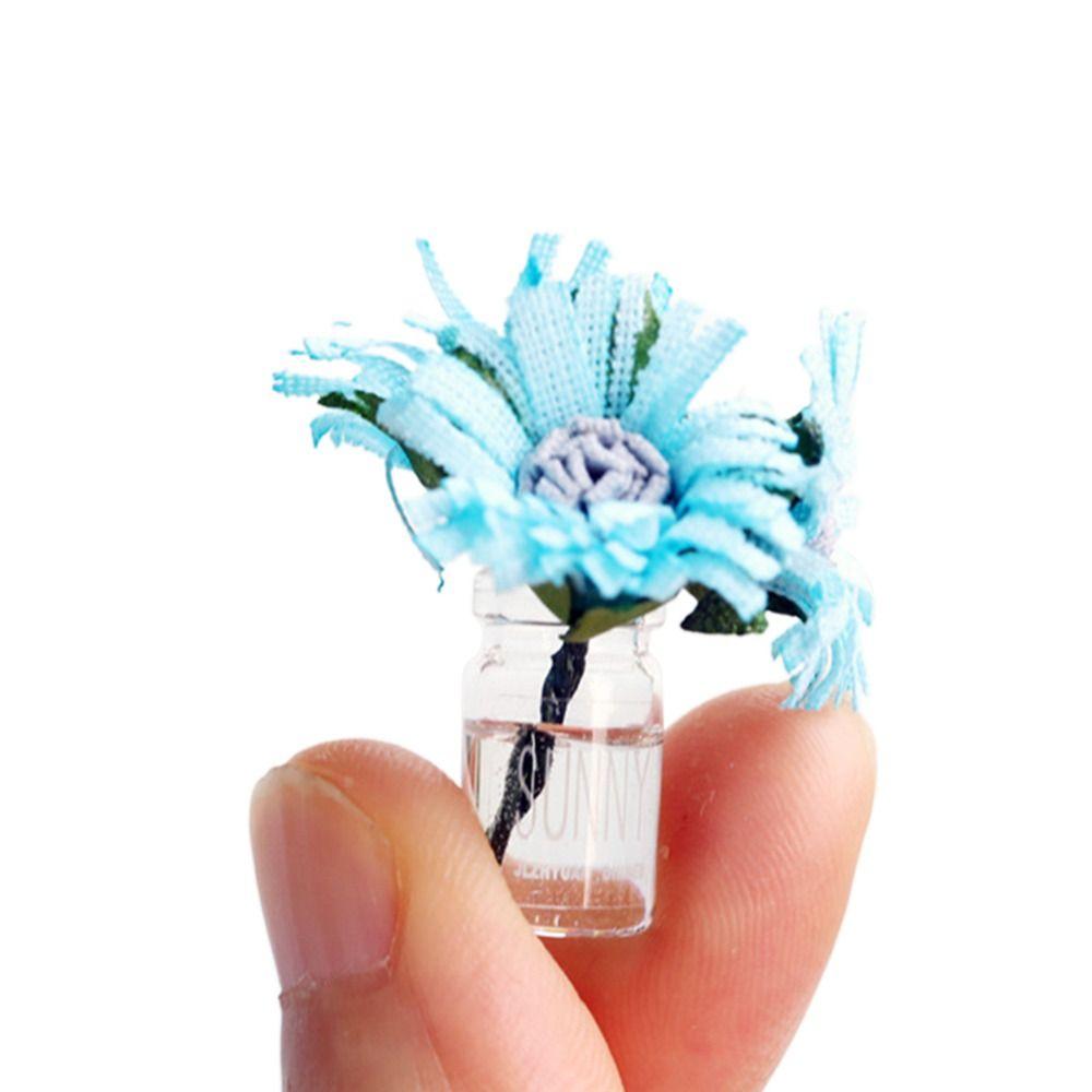 Rose Daisy Dollhouse Flower Vase 1/6 1/8 1/12 Micro Vase Flower Toy Miniature Rose Bouquet