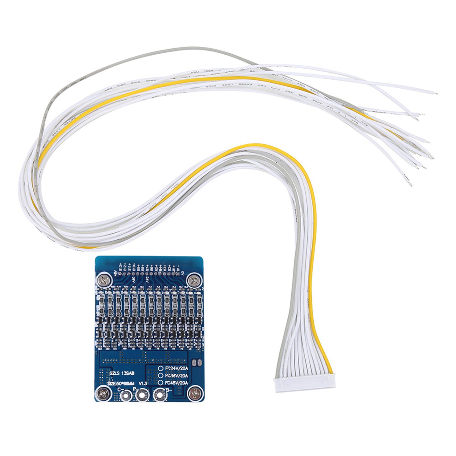 

13S 48V 20A Li ion Cell 18650 Захист батареї BMS PCB Плата з функцією балансу