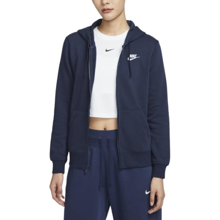 

Nike Knitted Casual Sports Hooded Jacket Women Jackets Obsidian White DQ5472-451 M