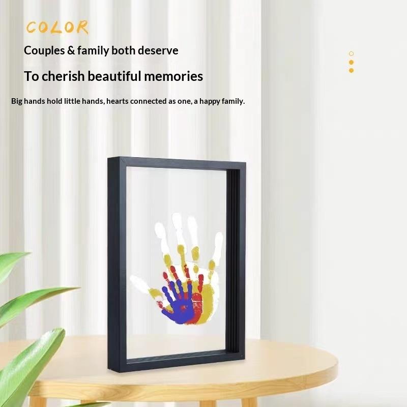 Personalized Family Handprint Photo Frame DIY Set with 6 Paint Colors, Pen, Eraser, and Brush
