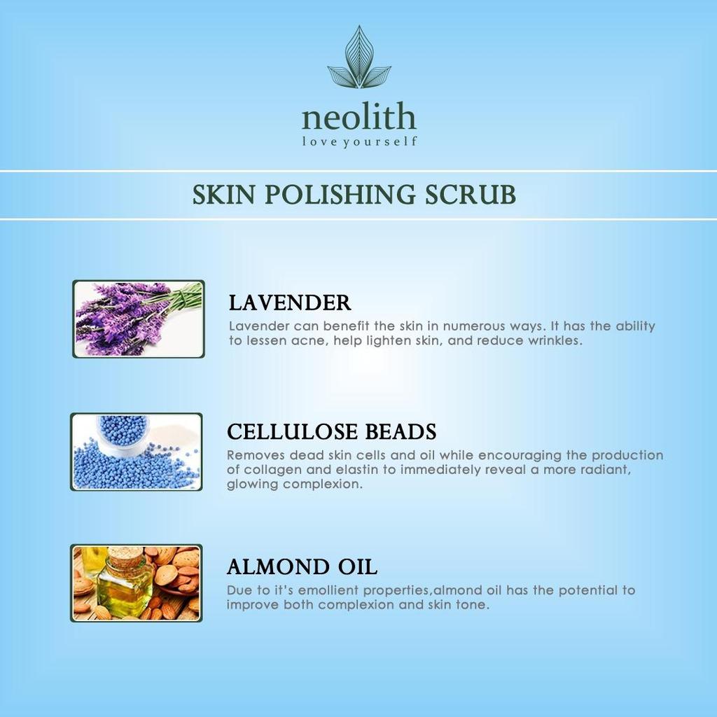 Neolith Gommage visage polissant pour la peau à la vitamine E et à l'huile d'amande (100g) pour exfoliation douce et élimination du bronzage, élimination des points noirs