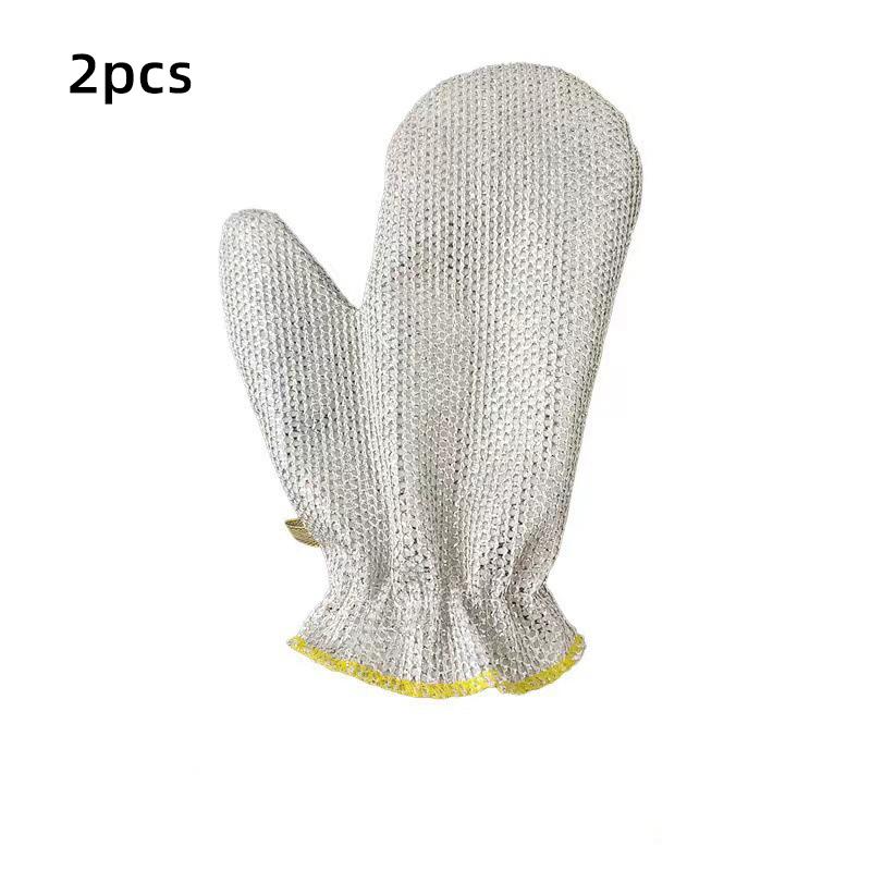 

1 Pair Steel Wire Cleaning Gloves Oil Bowl Artifact Dishwashing Brush Waterproof Heat Insulation Oven Gloves світло-сірого кольору