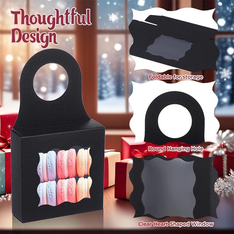 WTEMPO 50 sztuk butelek wina wiszące pudełka z przezroczystym oknem fali prezenty pudełka z papieru kraft wiszące pudełka na smakołyki szampana, mini pudełka na wędliny