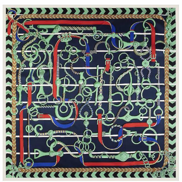 New Belt Saddle 130cm Square Scarf Luxury Brand Scarves For Ladies Twill Silk Scarf Woman Kerchief Shawl Scarves For Ladies