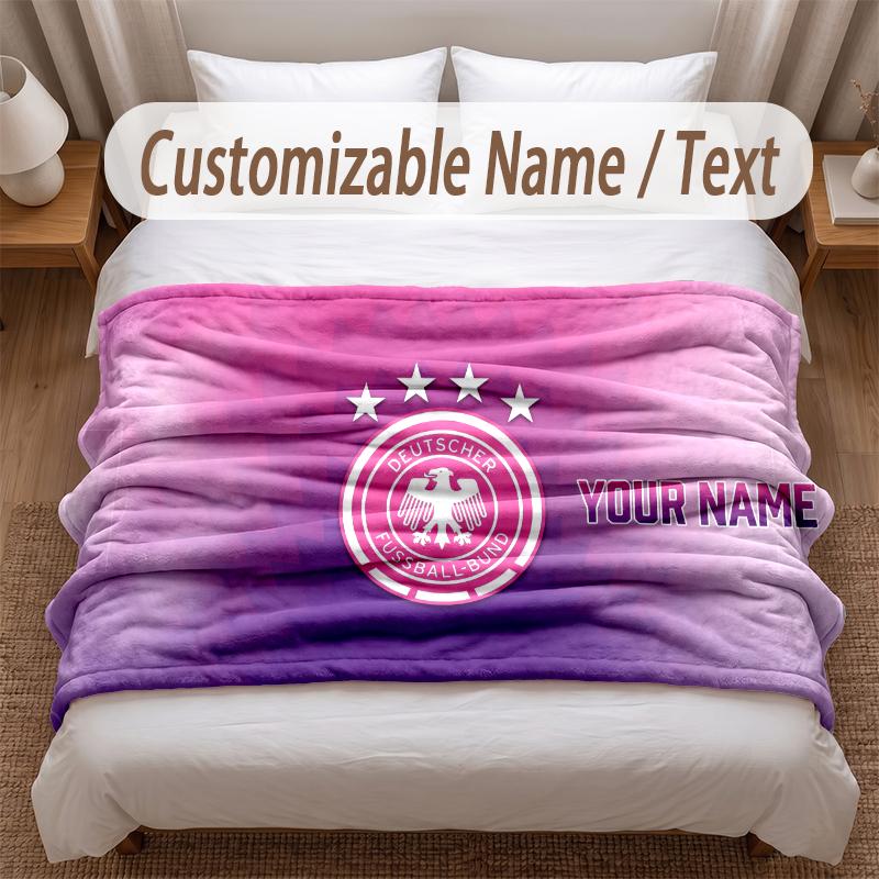 Germany national football team Printed Flannel Blanket Custom Name Text Soft Warm Throw For Bedroom Holiday Gift