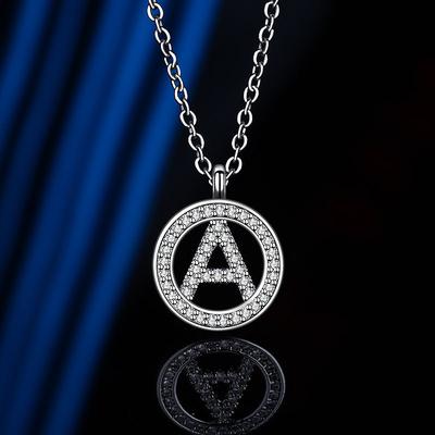 26 Alphabet Micro Encrusted Diamond Necklace Womens Trend Pendant European and N Style Necklace Chain