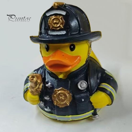 Figurine Canard Pompier Meuble Doux Créatif pour la Maison, Ornement de Bureau en Résine Durable, Ornement de Tableau de Bord de Voiture Statue Jaune pour Décoration de Bureau