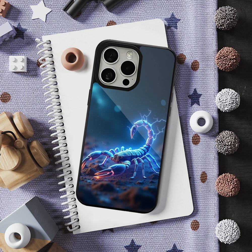 Cool Art Animal Scorpion For iPhone 16,14,13,15,11,12,17,Plus,Mini, Pro,For Magsafe,Max,Magnetic Wireless Charging Case