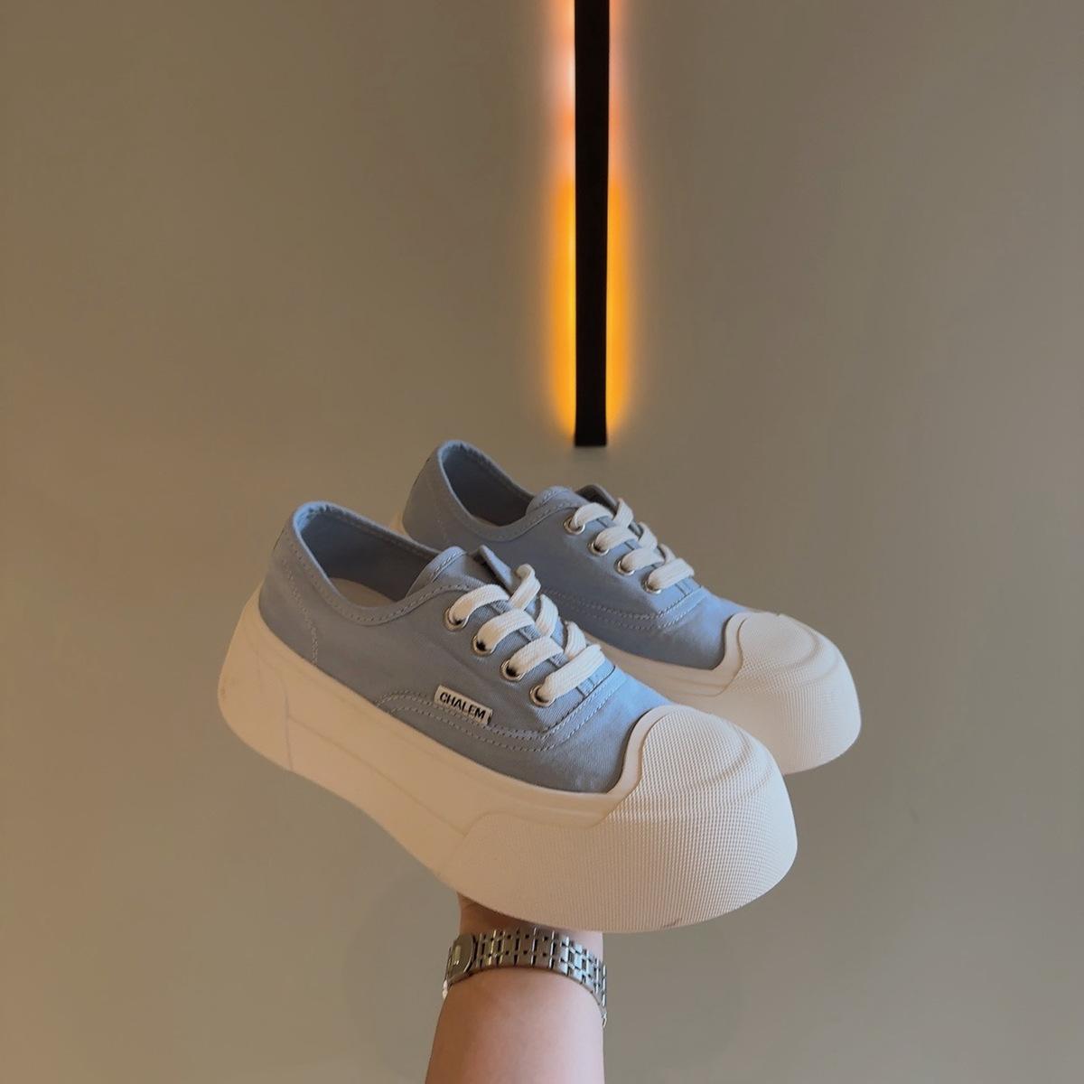 

Ziyan~ Thick-soled heightening canvas shoes for women s 2025 new summer thin breathable casual ugly big head shoes 40