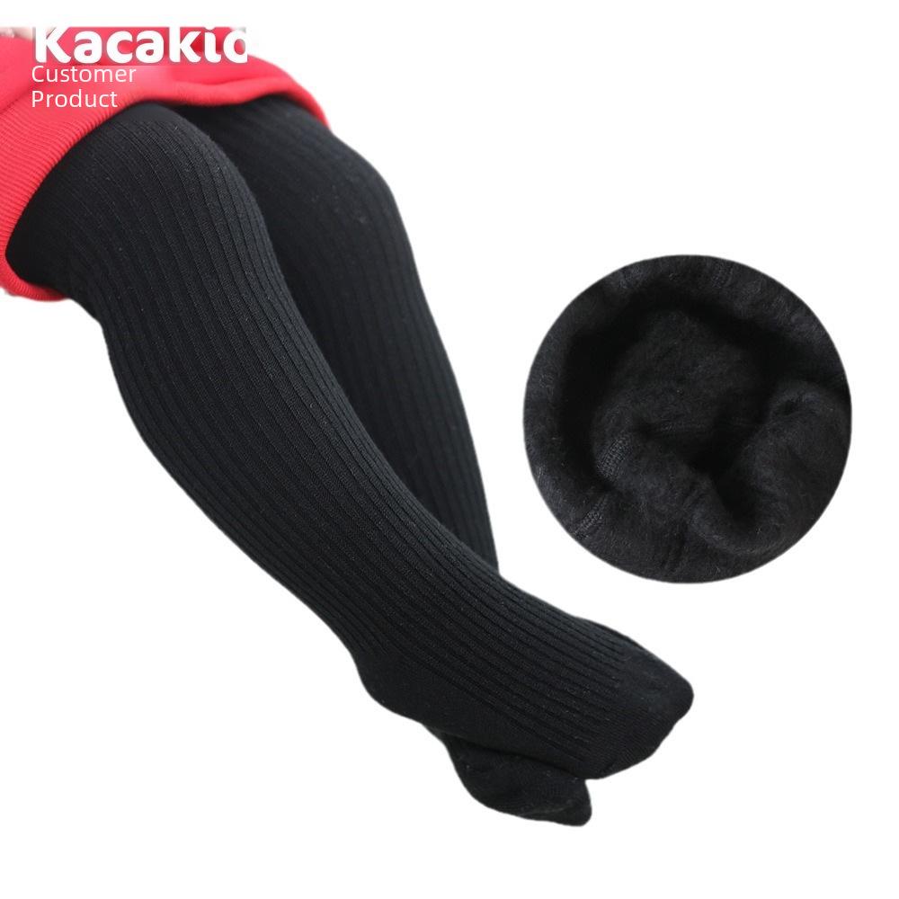 "Carefully Selected Girls' Thick Brushed Cotton Tights - Warm Solid Colors for Autumn & Winter"