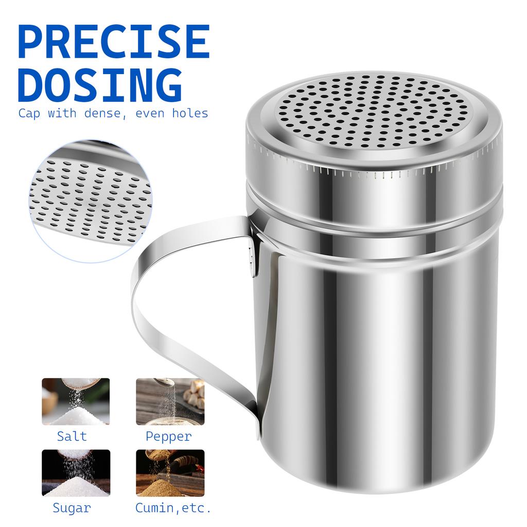 380/200ml Spice Shaker Stainless Steel Seasoning Jar Pepper Bottle Toothpick Holder Cook Salt Shaker Cocoa Cinnamon Sugar Shaker