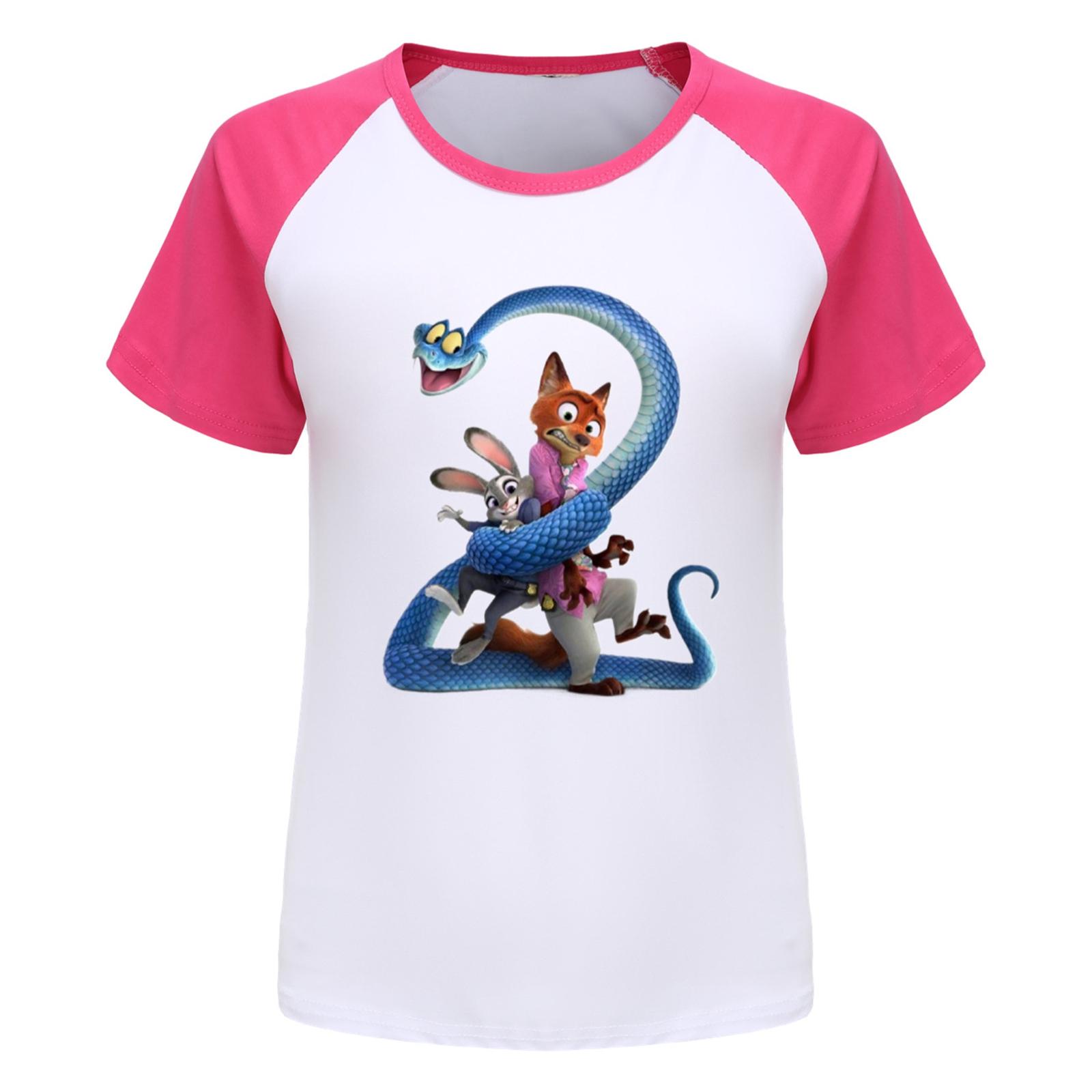 

Fashionable Round Neck Short Sleeve Work Clothes Printed Tops For KID Summer Tops 110