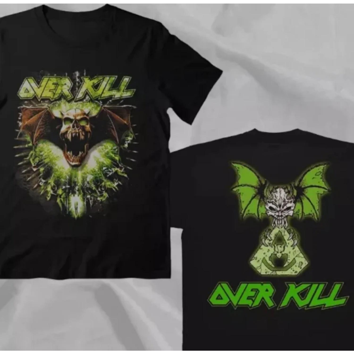 Overkill Metal Rock Band Retro 90s Black Double Sided T-shirt Retro Style Suitable for Fans, Unisex, All Season Style S чёрный