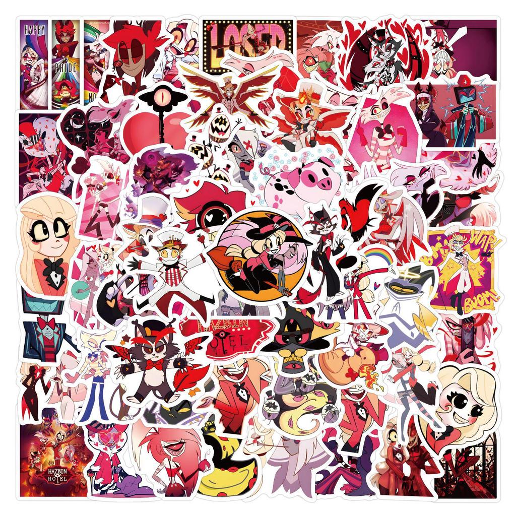 60 Hazbin Hotel Cartoon Stickers – Waterproof for Journals, Water Bottles, Laptops
