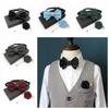 Polyester Neck Collar Adjustable Ribbon Bowtie Fashion Bow Tie Brooches Set  Business