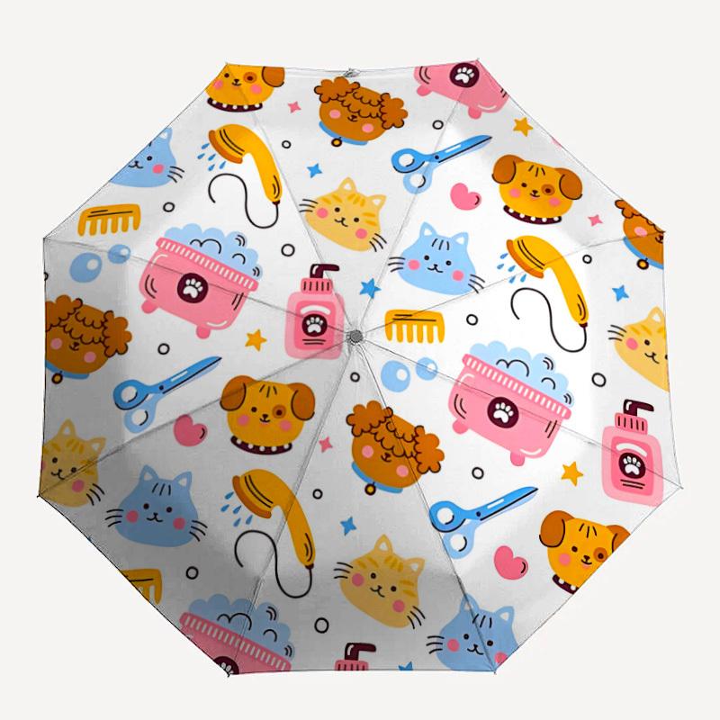 

1pc Pet Grooming Auto-Fold Umbrella with One-Touch Open/Close - 8 Reinforced Ribs for Windproof Stability, yy251118169