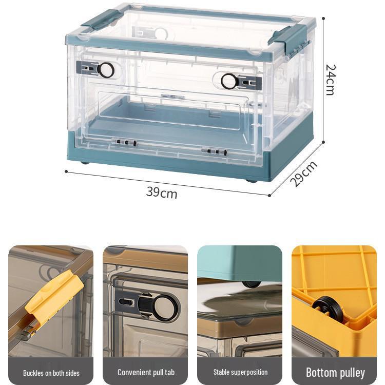 Large Outdoor Portable Transparent Foldable Storage Box for Clothes, Toys, Snacks, Books - Dustproof and Ideal for Home Use.