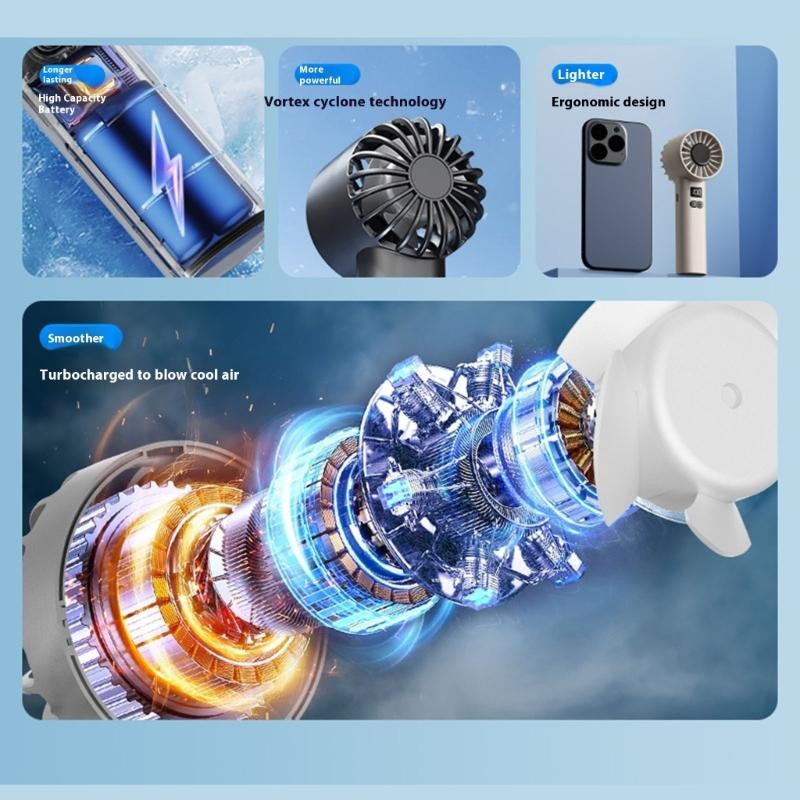 Handheld Mini Fan USB Rechargeable 100 Speed Quiet Desk Fan Portable Cooling Fan for Indoor Outdoor Use Birthday Gift