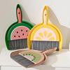 Small Broom Dustpan Set Fruit Themed Anti-scratch Desktop Crumb Sweeper Glass Piano Surfaces Fine Dust Debris Handheld Broom
