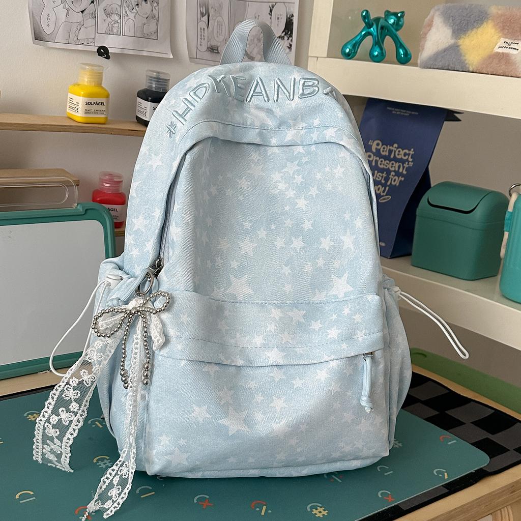 Schoolbag manufacturer large capacity solid color backpack popular junior high school students embroidery schoolbag travel new backpack women