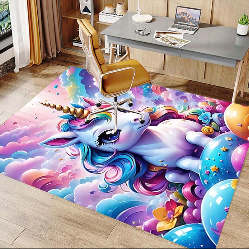 1pc unicorn rainbow Carpet Anti Slip Polyester Floor Mat for office,Bedroom