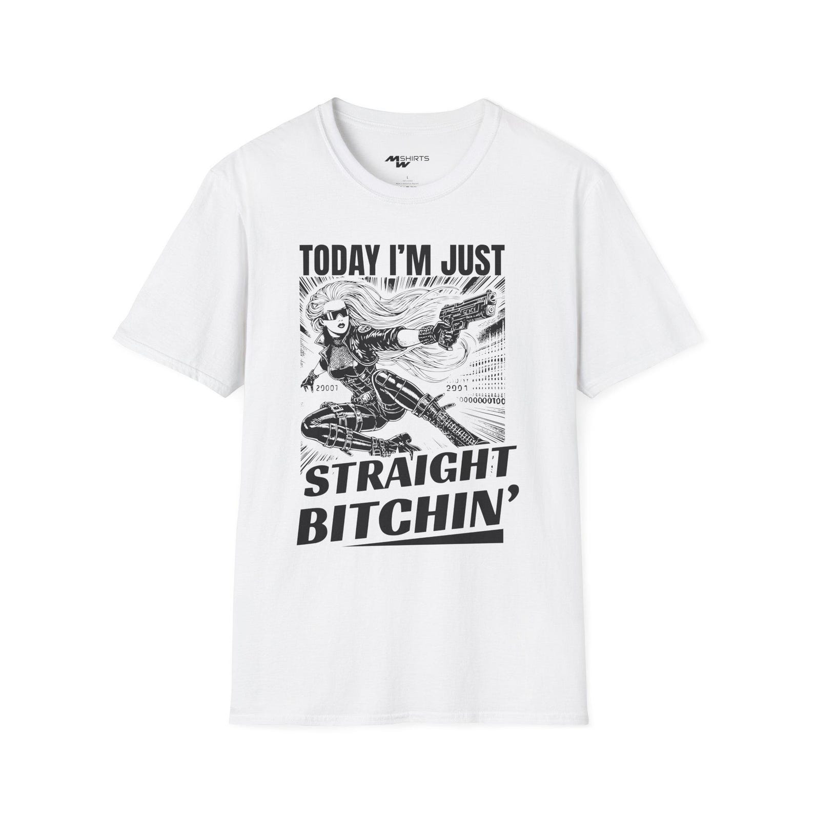 Comic Action Girl T-Shirt, Cyberpunk Graphic Tee S