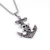 Vintage Titanium Steel Pirate Ship Anchor Cross Skull Pendant Necklace Men Fashion Jewelry Accessory