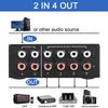 Xsdjasd Obousměrný 4cestný stereo audio přepínač L/R zvukového kanálu, 2 vstupy 4 výstupy