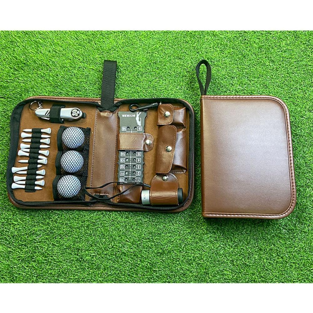Golf Tool Kit Bag - Large Capacity Leather Organizer, Multi-functional Portable Golf Accessory Case for Travel & Storage