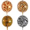 1 Pcs - 18-inch 4D Balloon - 18-inch Tropical Jungle Wildlife Balloon - Tiger, Leopard, Zebra Patterned Round Balloon Balloon