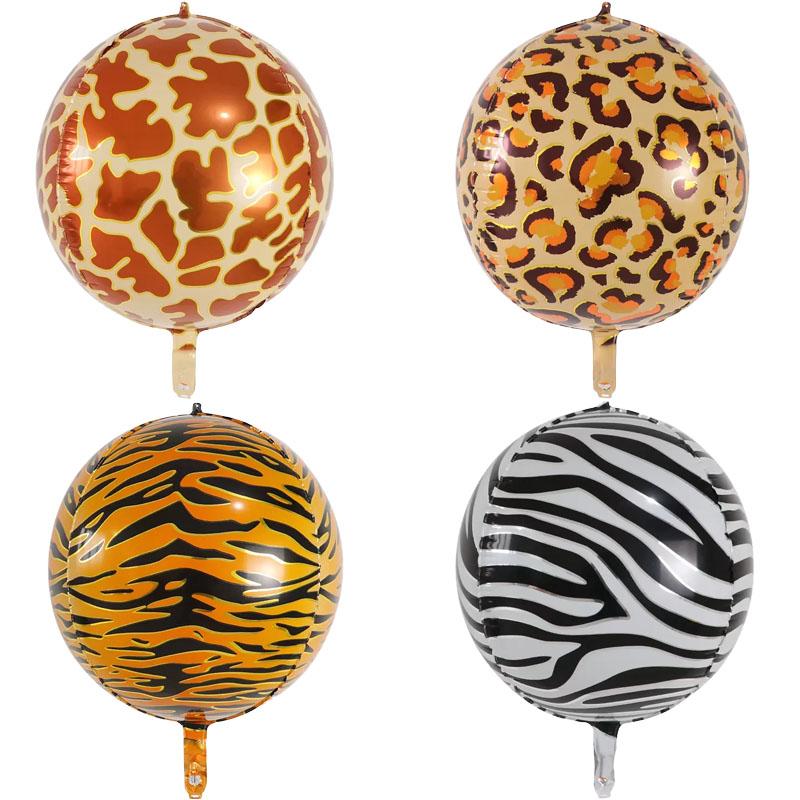 1 Pcs - 18-inch 4D Balloon - 18-inch Tropical Jungle Wildlife Balloon - Tiger, Leopard, Zebra Patterned Round Balloon Balloon