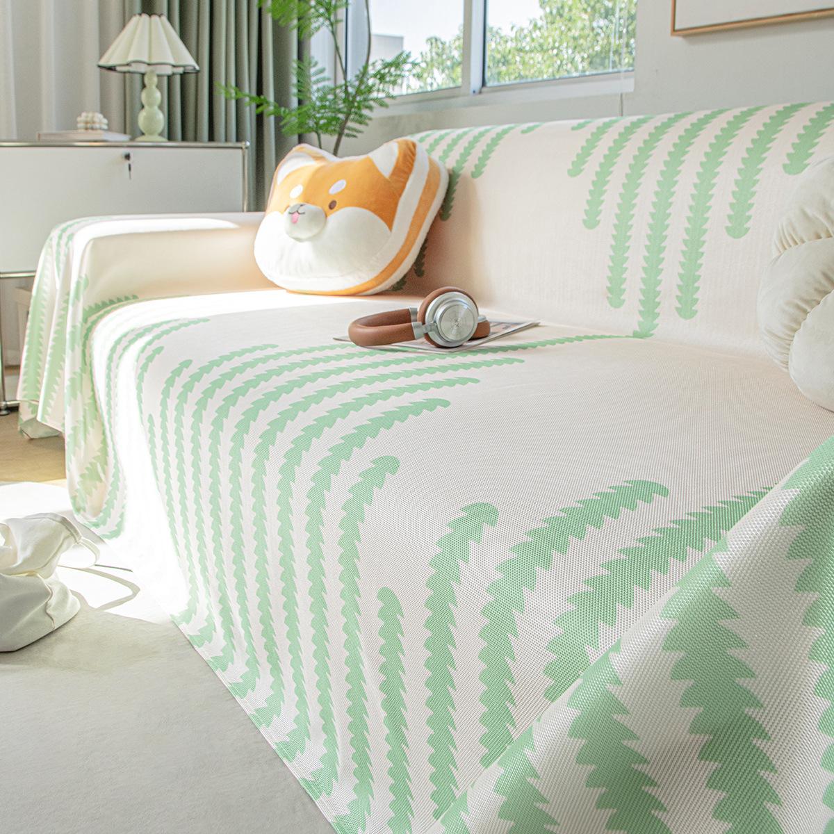 

Летний чехол для дивана из ледяного шелка, полотенце, высококачественный простой современный крутой чехол для дивана, нескользящий грязеотталкивающий чехол для дивана, универсальный чехол 180*130cm