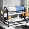 2025 New 2-Tier Stainless Steel Dish Rack with Utensil Holder - Compact Space-Saving Design & Rustproof Kitchen Organizer