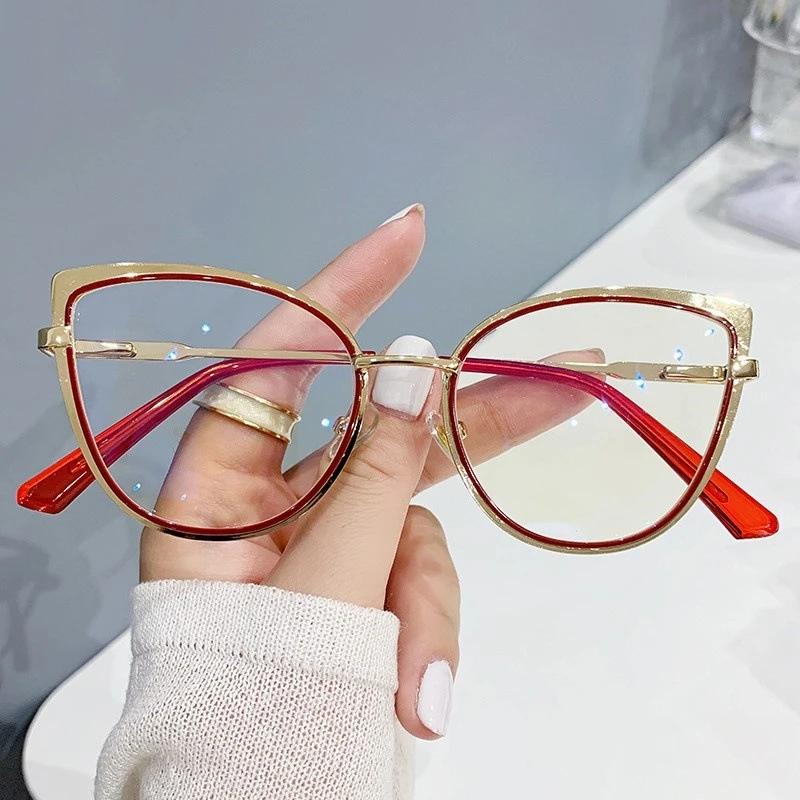 New Trend Cat Eye Glasses Frame Women Luxury Designer Fashion Anti Blue Light Blocking Retro Eyeglasses for Ladies Optical Frame