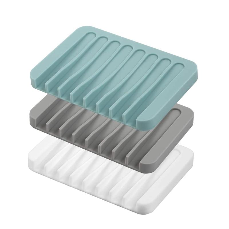 SelfDraining Silicone Soap Try With NonSlip Base Keeps Soap Dry For Bathroom And Kitchen Countertop Organization