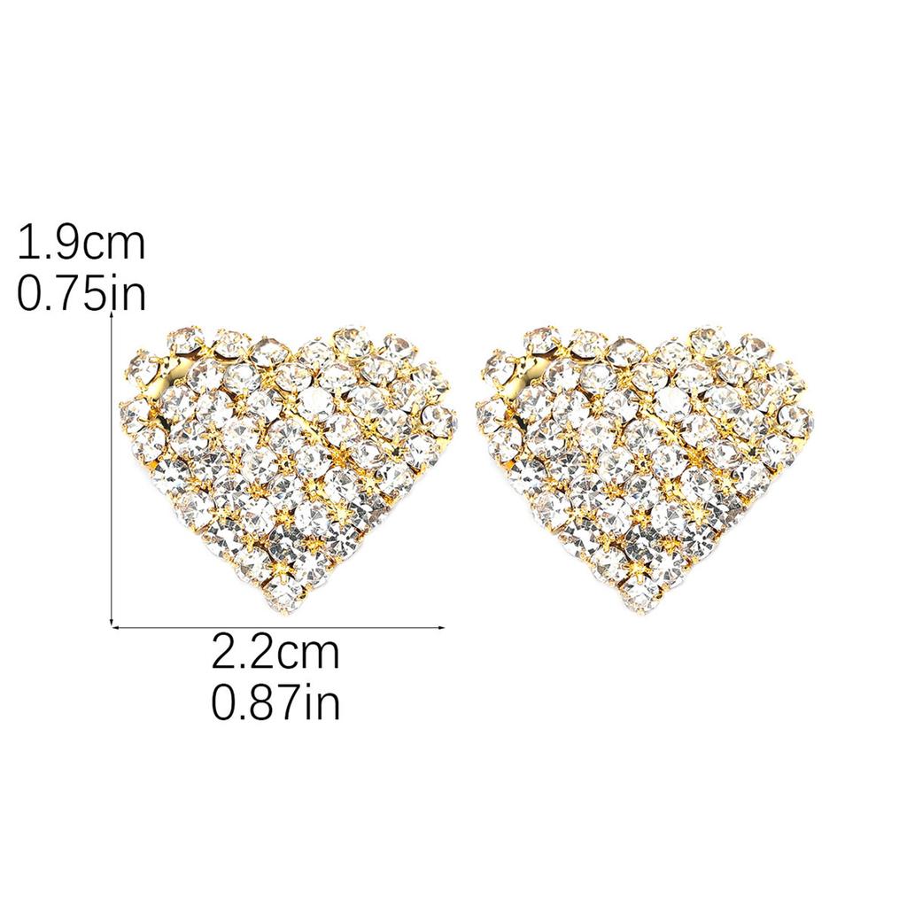 Fashion Love And Versatile Earrings Earrings And Ear Accessories Ladies' Earrings With Feminine Temperament Rhinestone Heart Simple