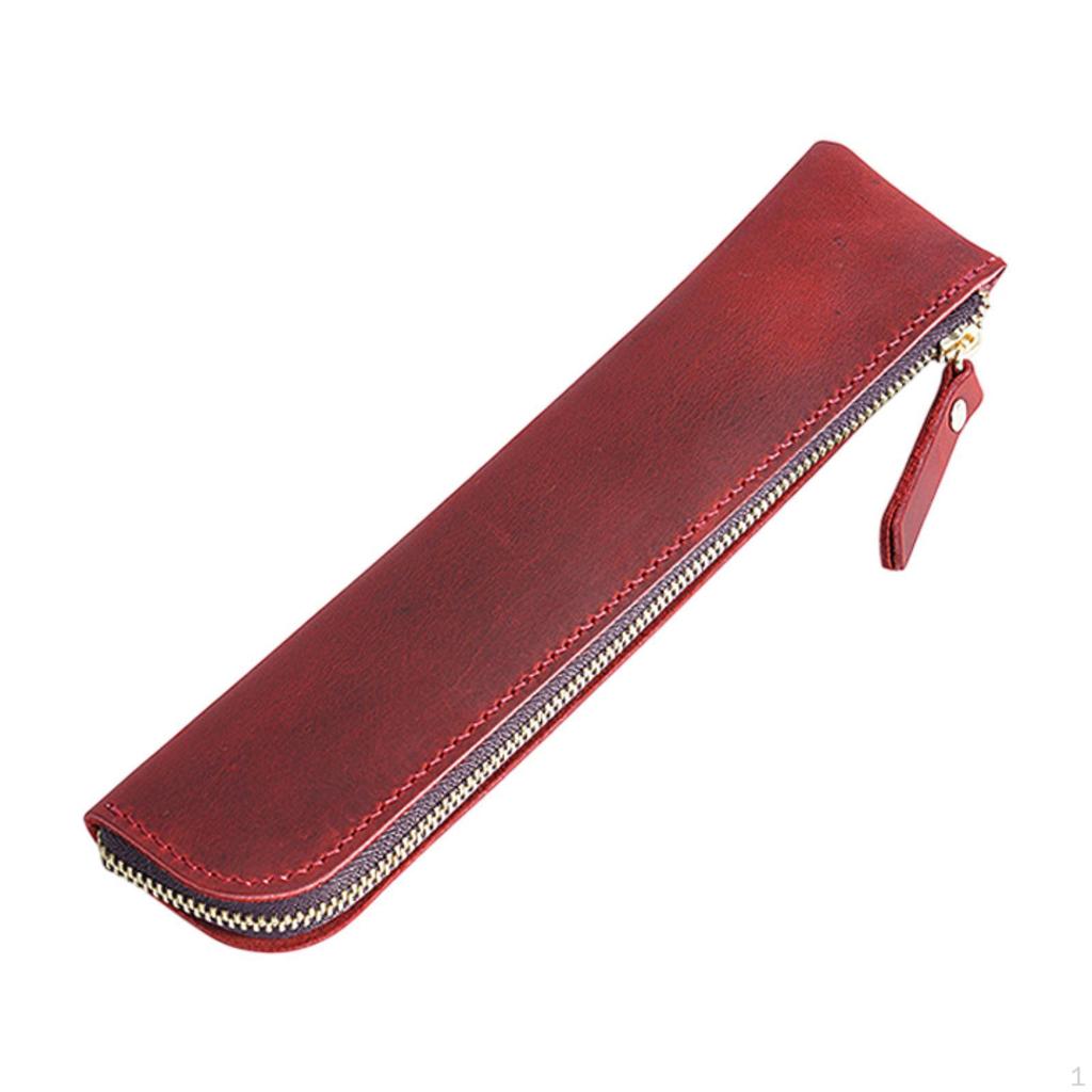 PU Leather Pencil Holder Sleeve Bag Cosmetic Wear Resistant for Birthday Gifts 7.8x1.7inch