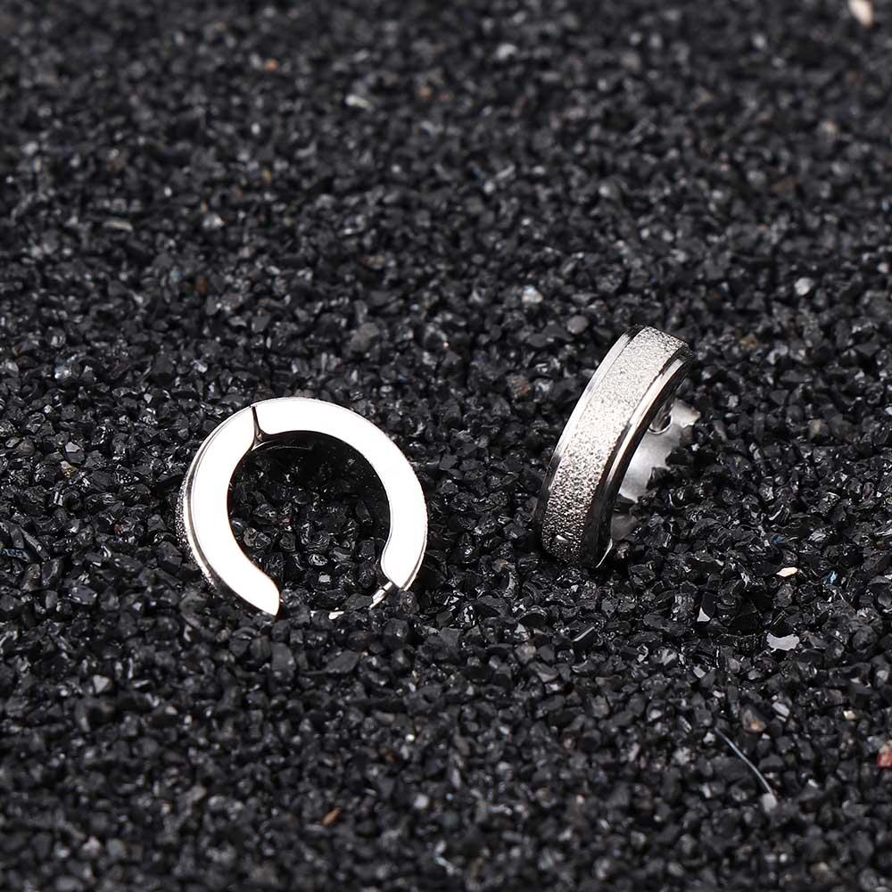Dull Silver Earring Man Fashion Stainless Steel Simple Circle Polish Hoop Earrings Gold